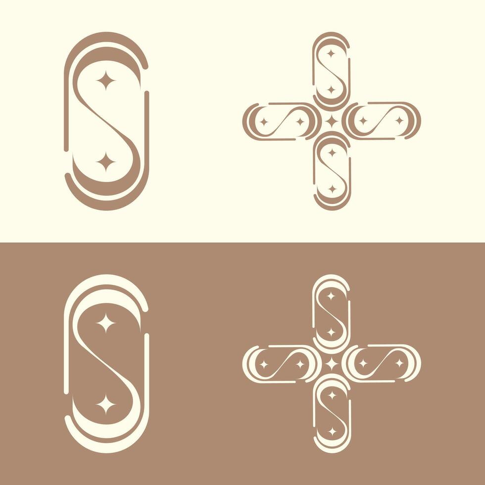 Modern S Monogram Logo with Star Accents vector