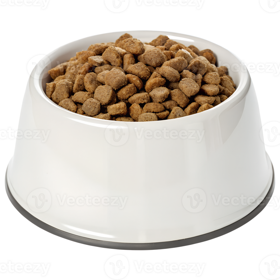 White bowl filled with fresh dog food, healthy pet meal on the transparent background png