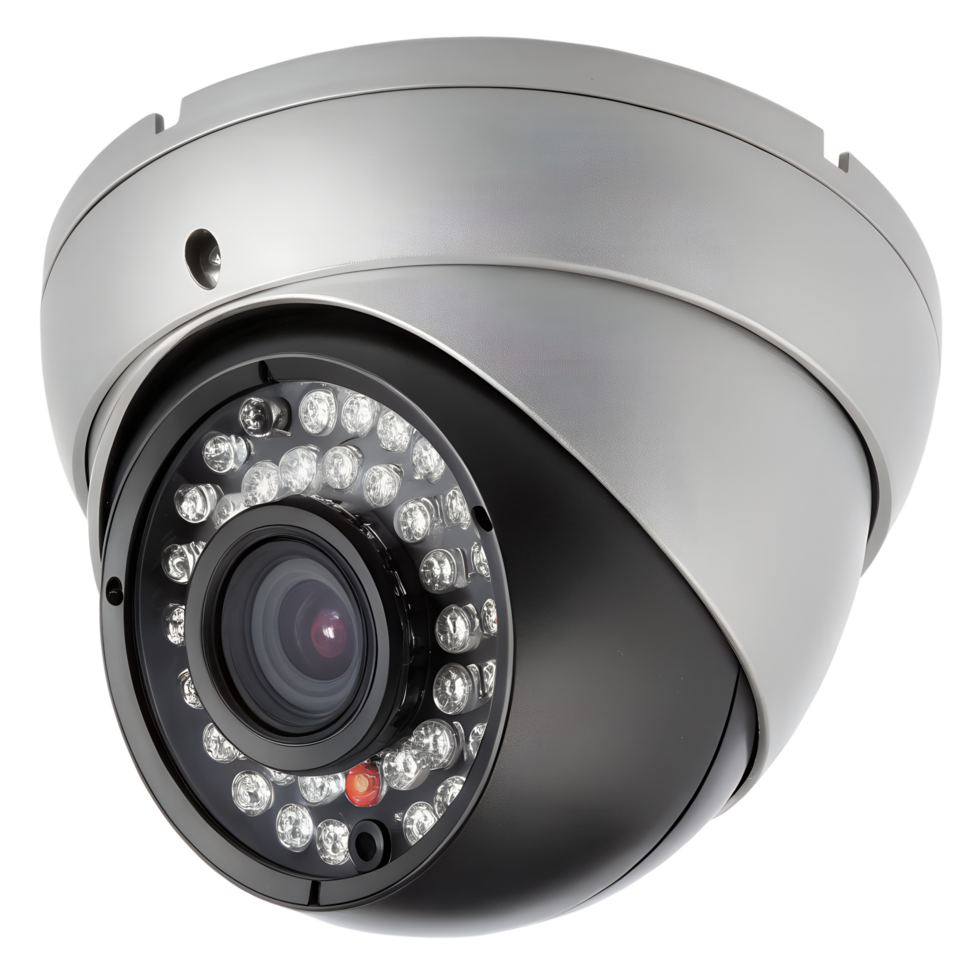 High-resolution dome security camera with infrared night vision, modern surveillance system for indoor and outdoor monitoring png