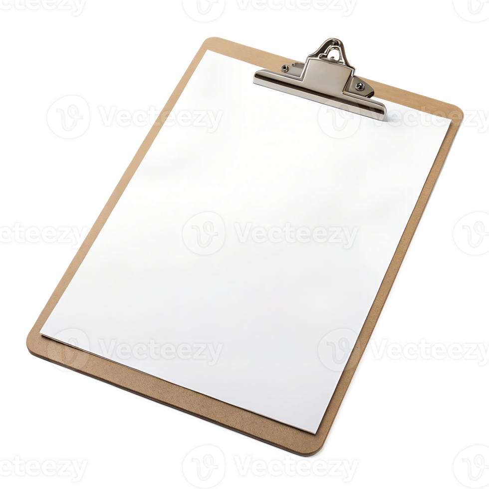 Blank clipboard with empty sheet of paper ready for notes, documents, or signing, simple office or work stationery png