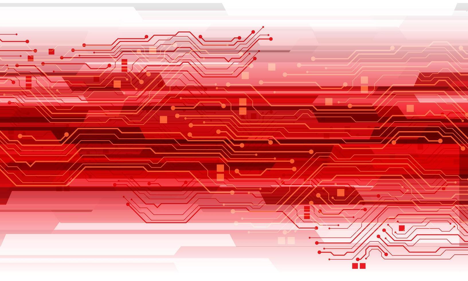 Abstract red circuit board technology connected lines electronics elements computer digital on white background vector