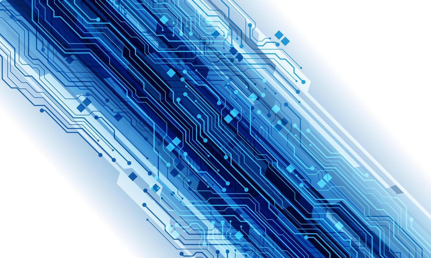 Abstract blue circuit board technology connected lines electronics elements computer slash dynamic digital on white background vector