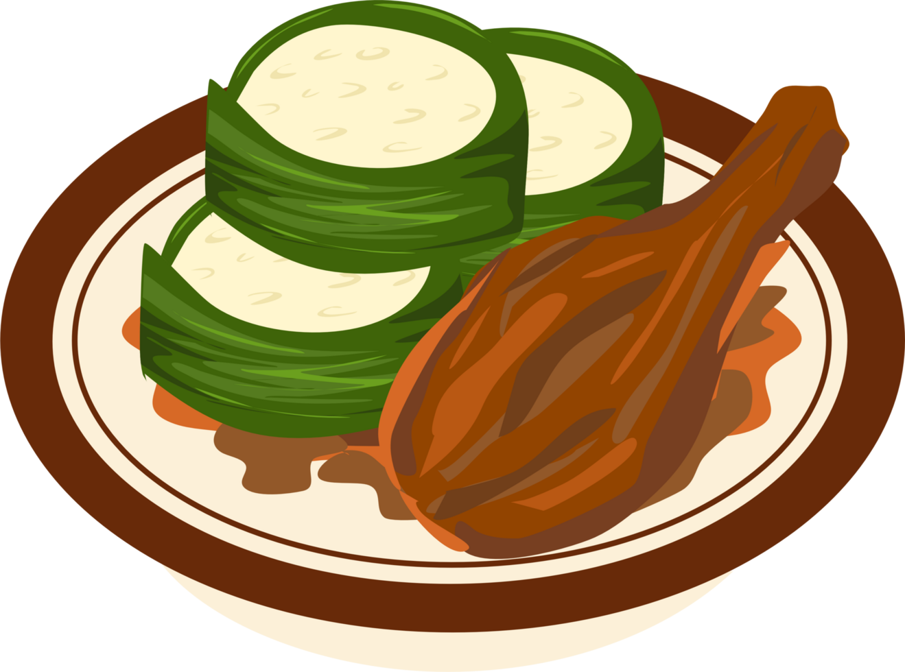 Lemang and rendang on plate png