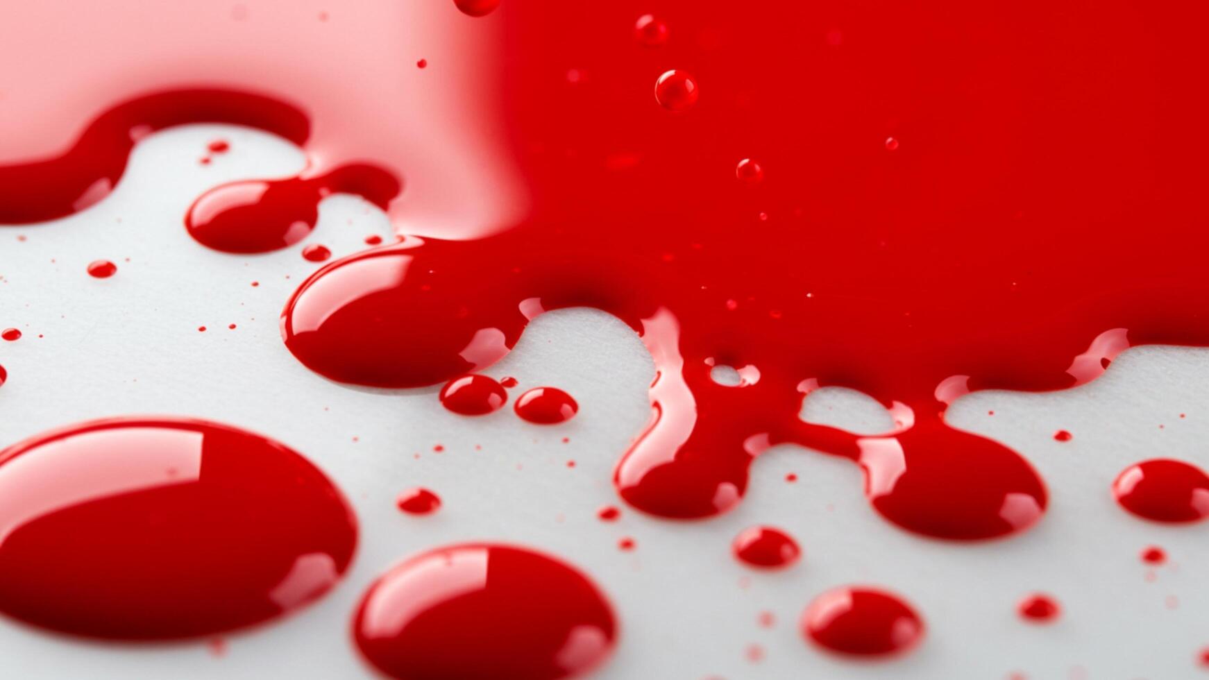 Drops of red oil paint on clean white background, creating a bold artistic contrast. photo