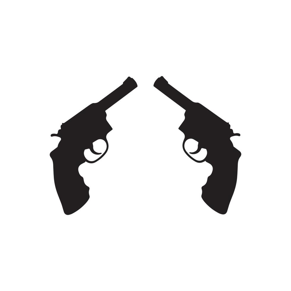 Crossed revolvers gun silhouette vector