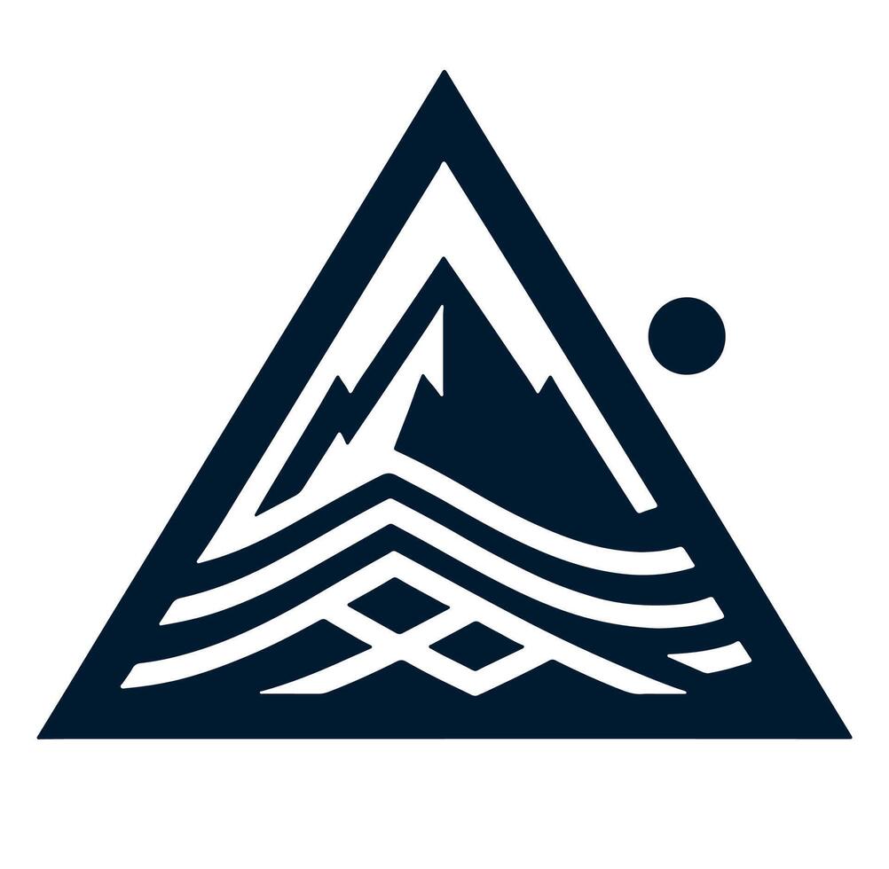 A triangle with mountains and waves in the middle vector