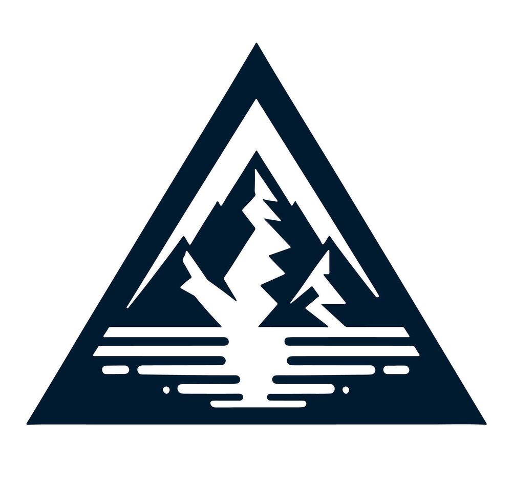 A triangle with mountains and water in it vector