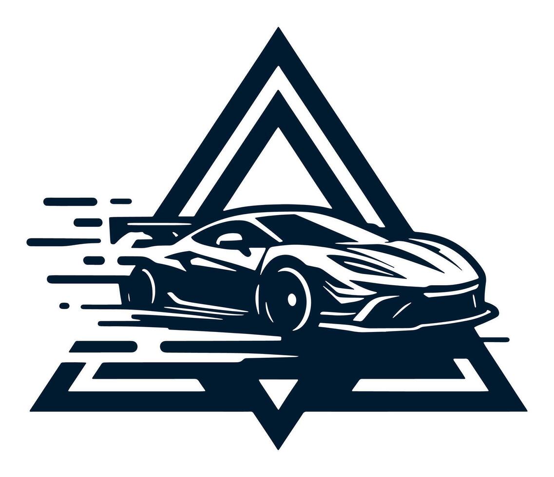 A luxury car in a triangle with a black and white background vector