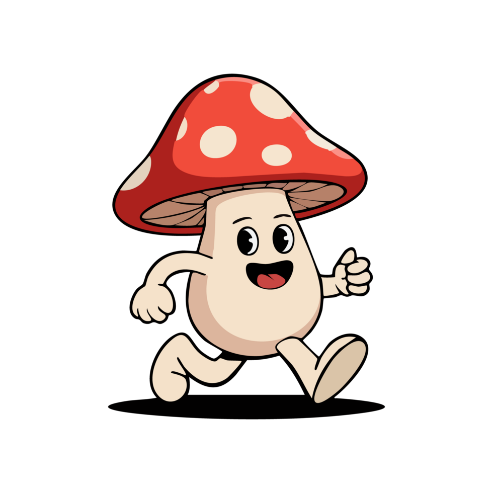 Cute icon character mushroom running png