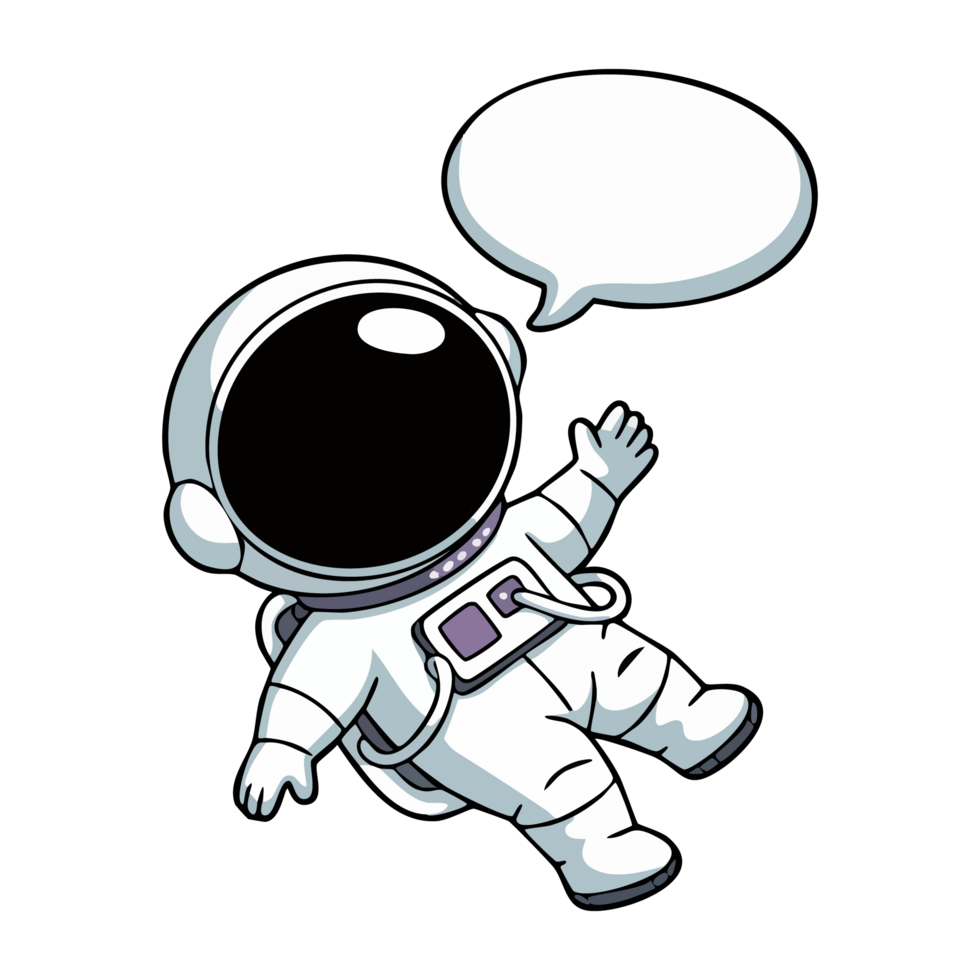 cute icon character floating astronaut and message bubble png