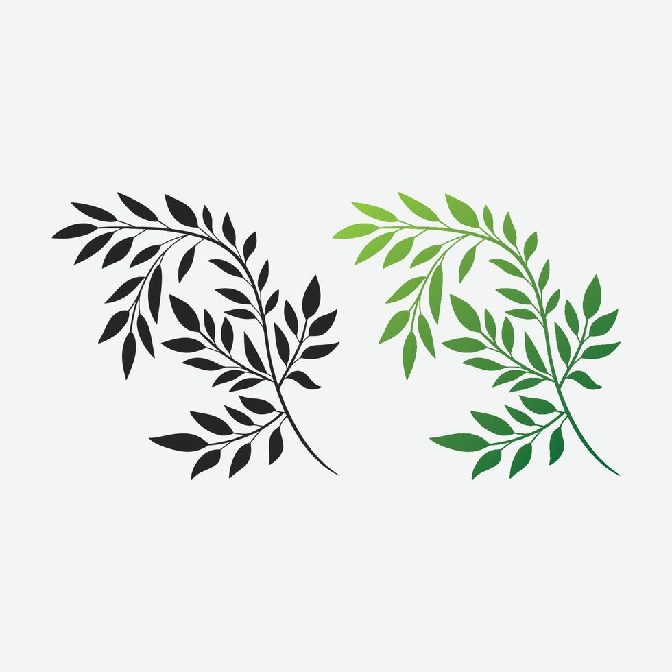 curved leaf motif with swirling patterns silhouette vector