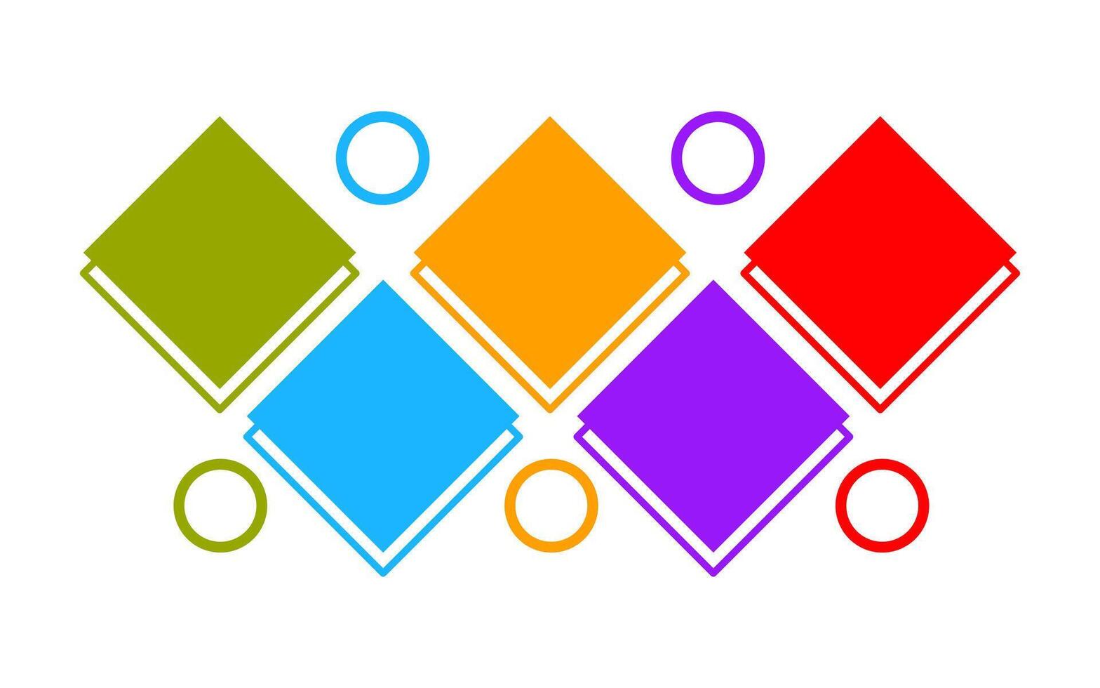 Infographic six colorful squares and circles promote your business. vector