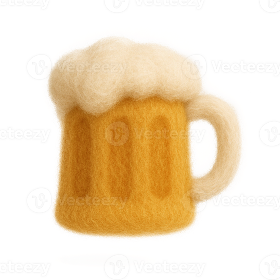 A felt beer mug with foam on top png