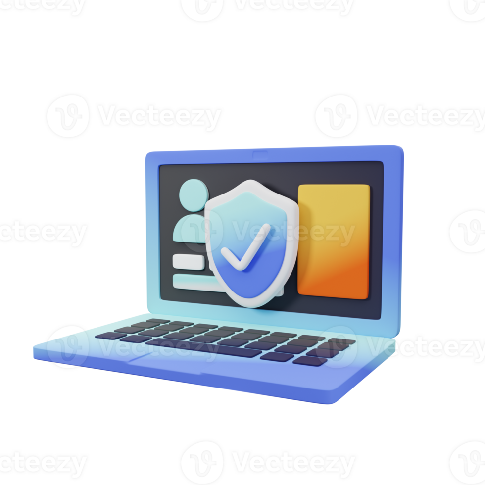 A laptop with a shield and a check mark on it png