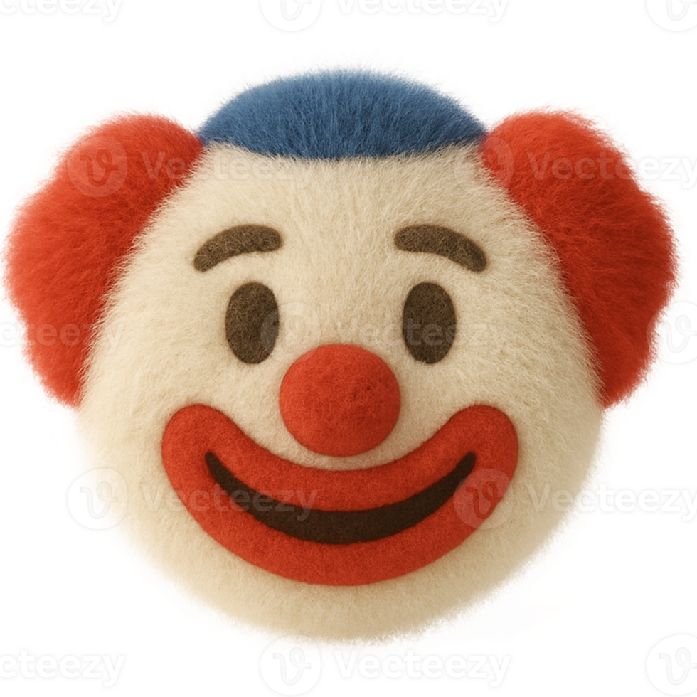 A clown ball with a red nose and blue hair png