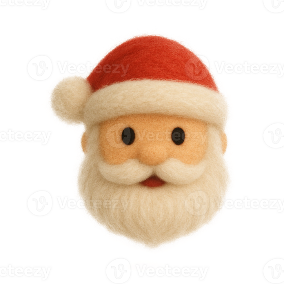 Santa claus face with a red hat and beard png