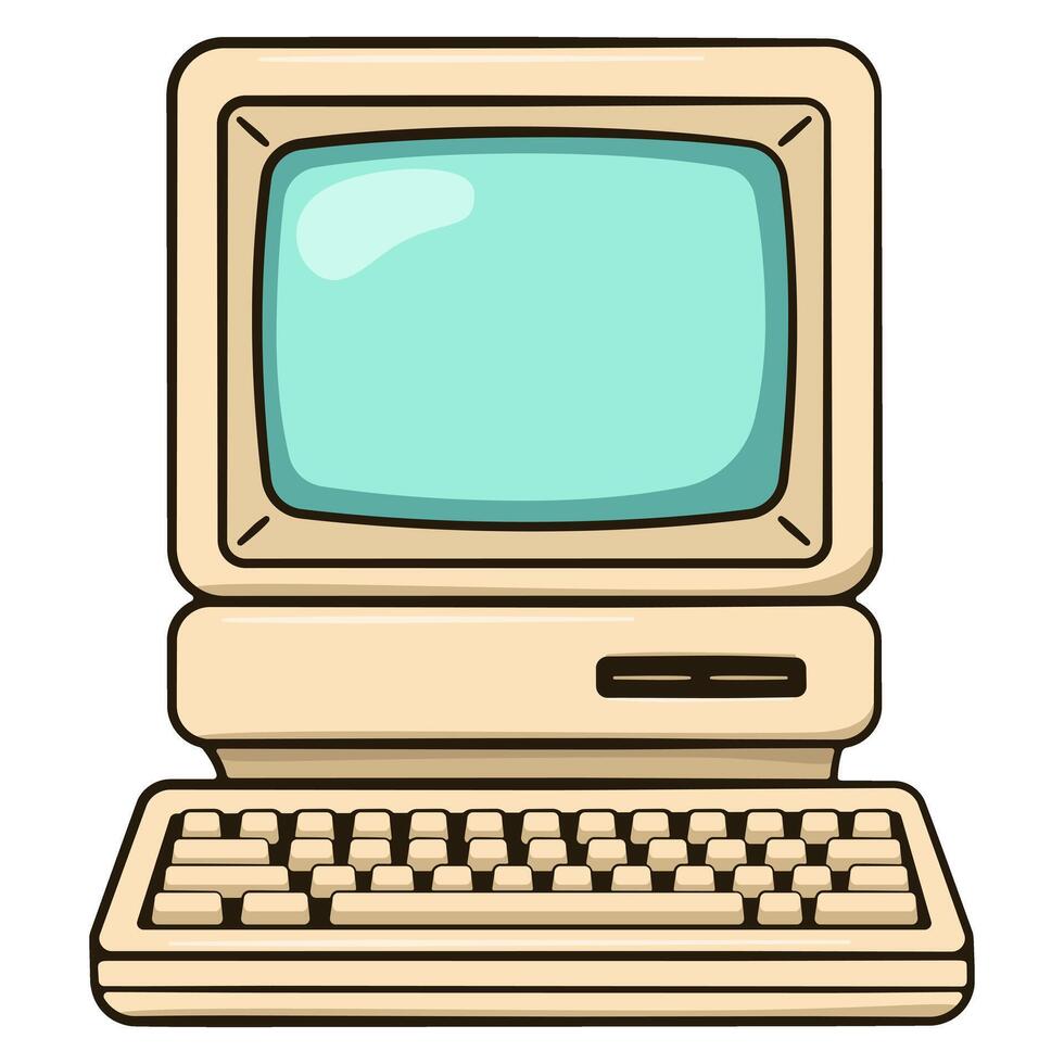 Retro Computer. Cartoon Style Illustration vector