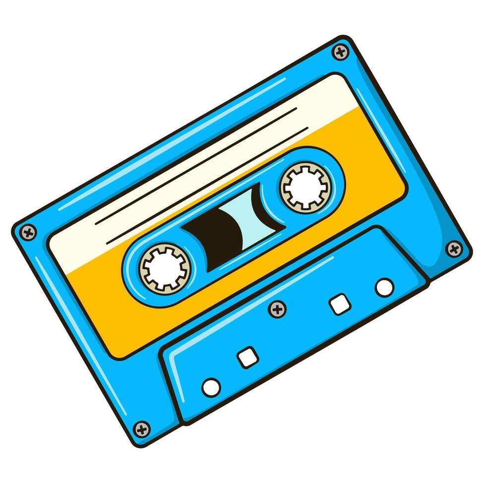 Retro Cassette Tape. Colorful 80s Music Tape Illustration vector