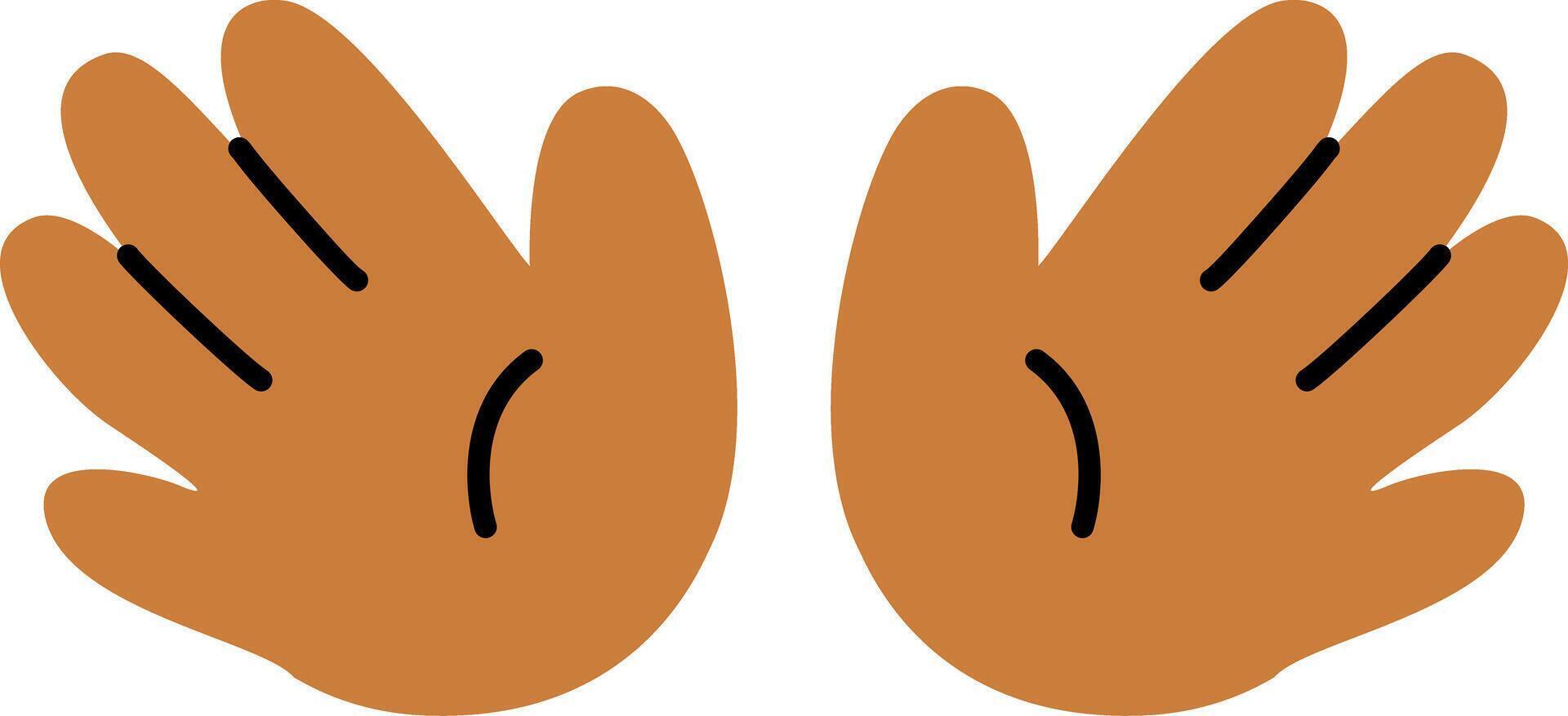 Hello Emoji Color Skin Brown Color Hand Drawing Hi Emoji. Cute Stye. vector