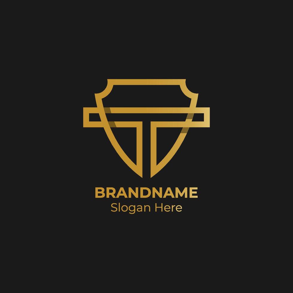 Letter T with shield logo icon design inspiration. Abstract letter T with shield logo. vector