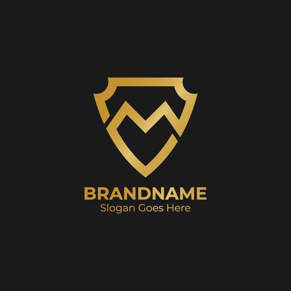 Letter M shield luxury designs. Initials letter M shield logo inspiration. vector