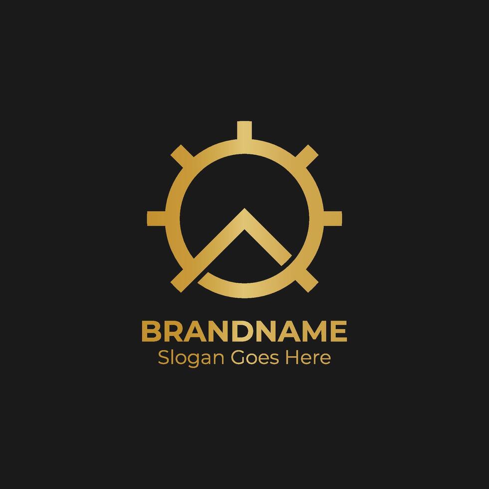 Modern unique gear letter A logo design. Minimalist A initial gear design inspiration. vector