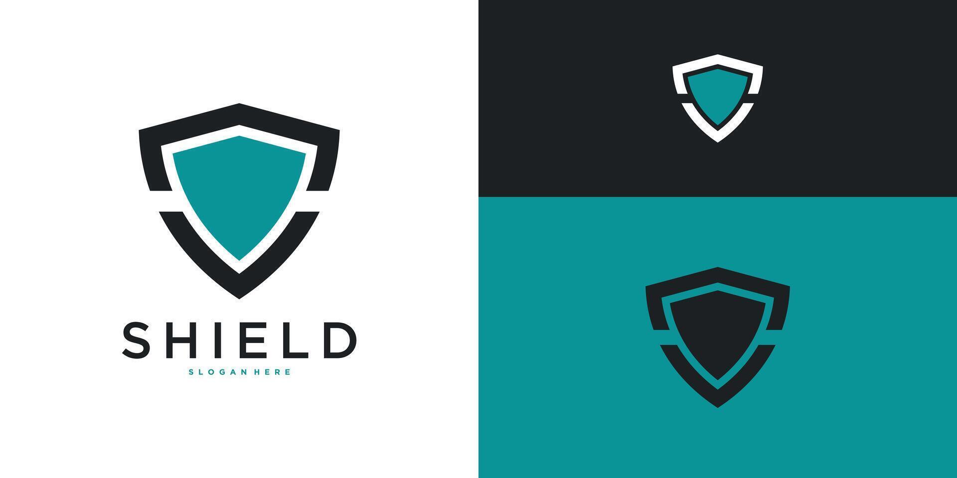 Shield logo template, modern creative concapt design. Premium vector