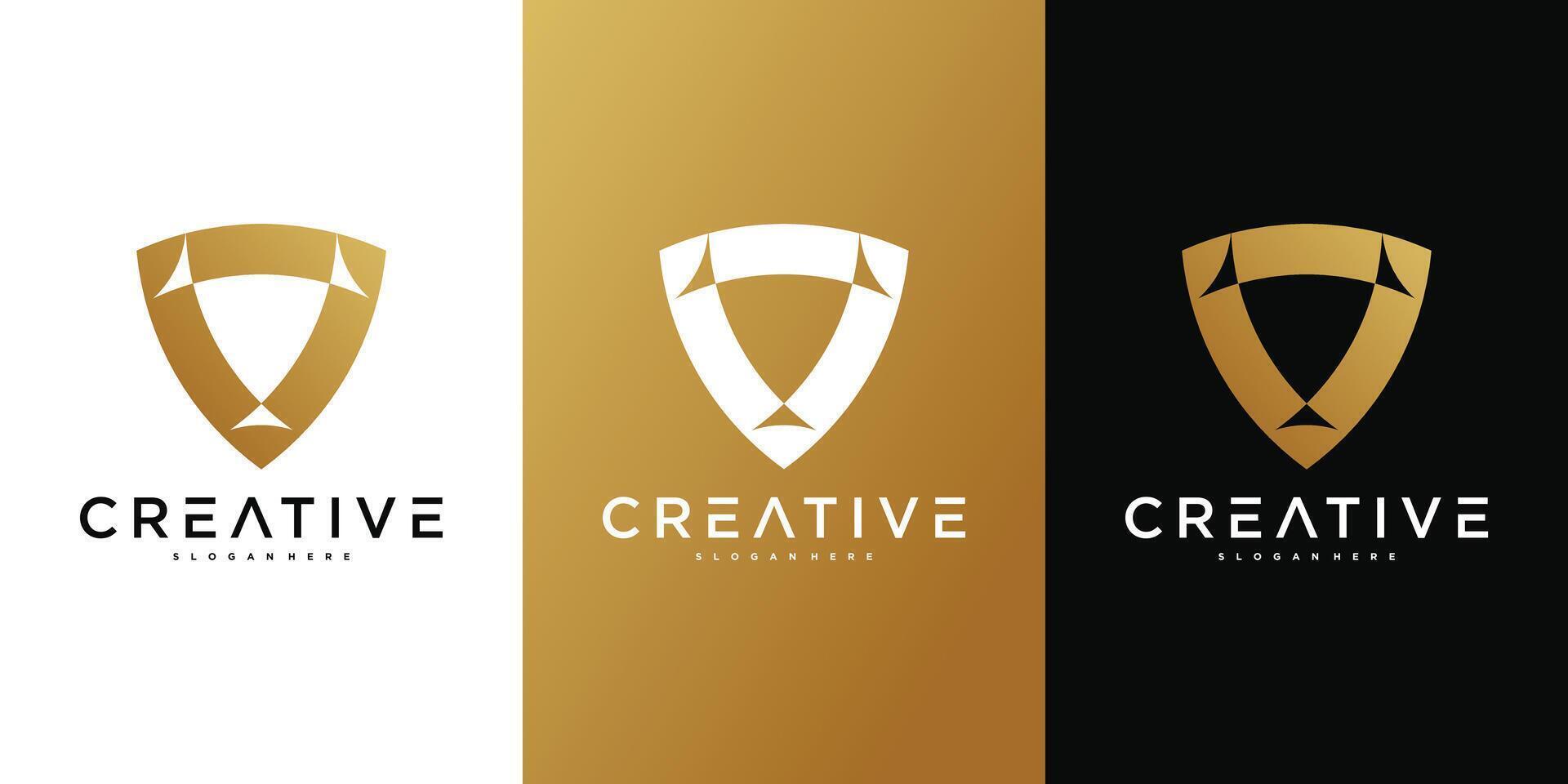 Shield logo template, modern creative concept. Premium vector
