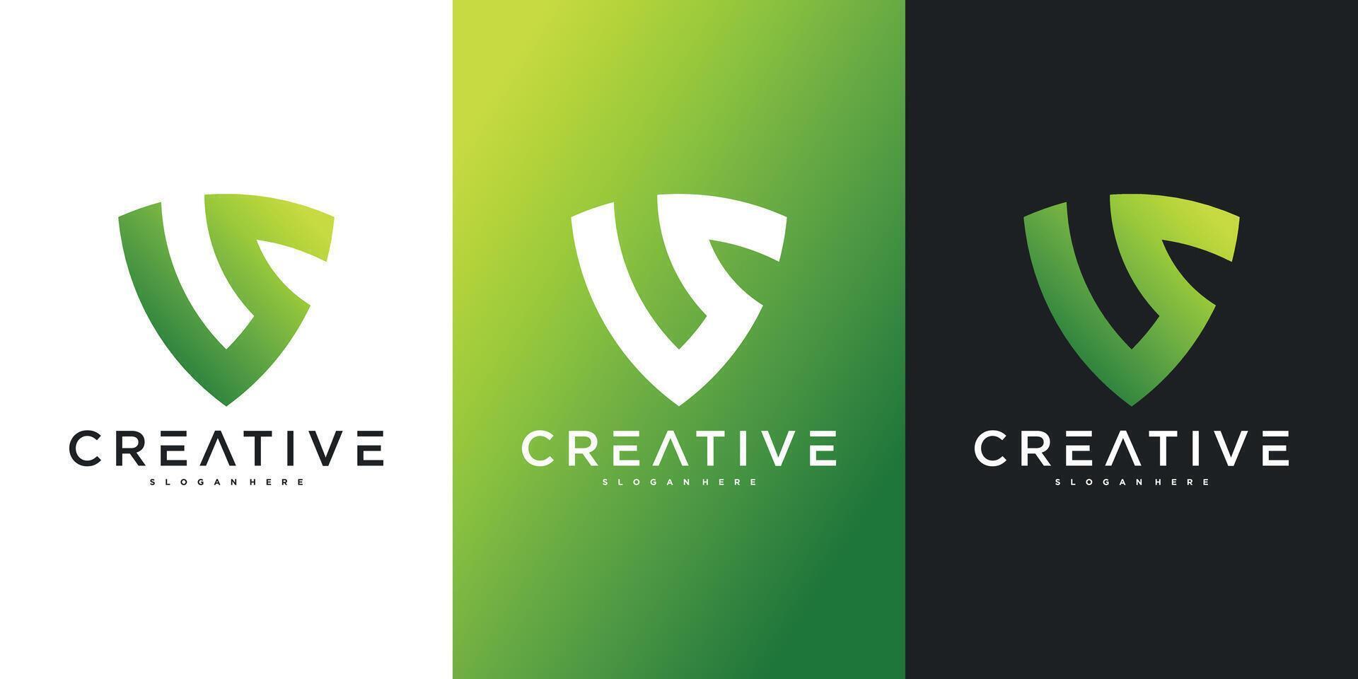 Shield logo template, modern creative concept design vector