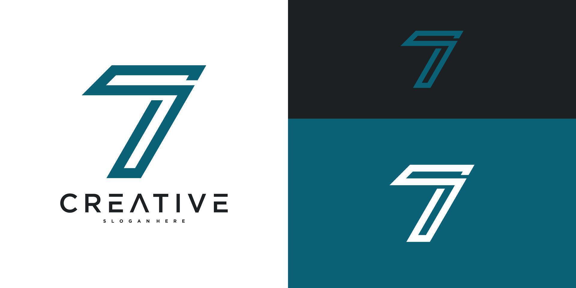 Creative modern number 7 logo design vector