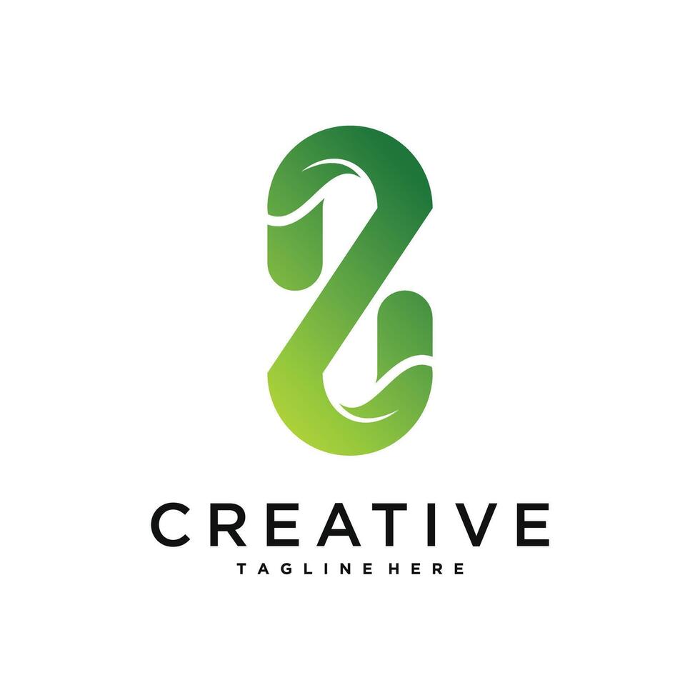 Abstract initial letter Z and leaf logo design. Premium vector