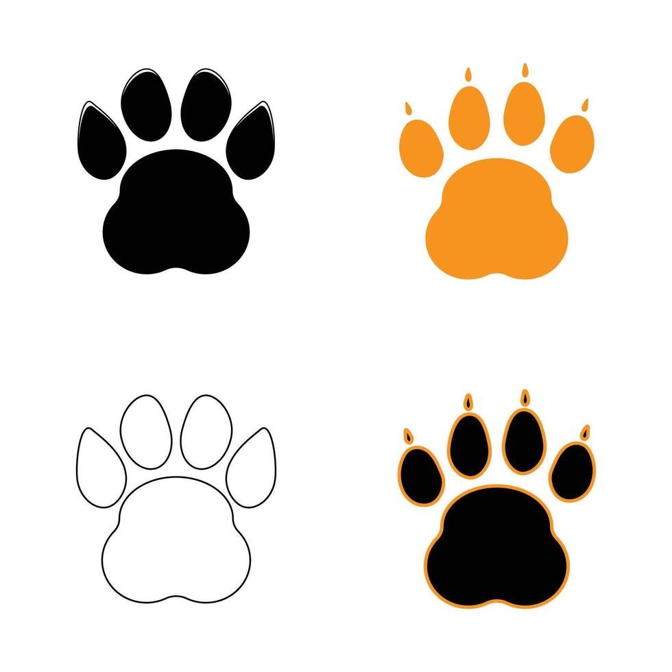 Colorful dog paw print icons set, illustration vector