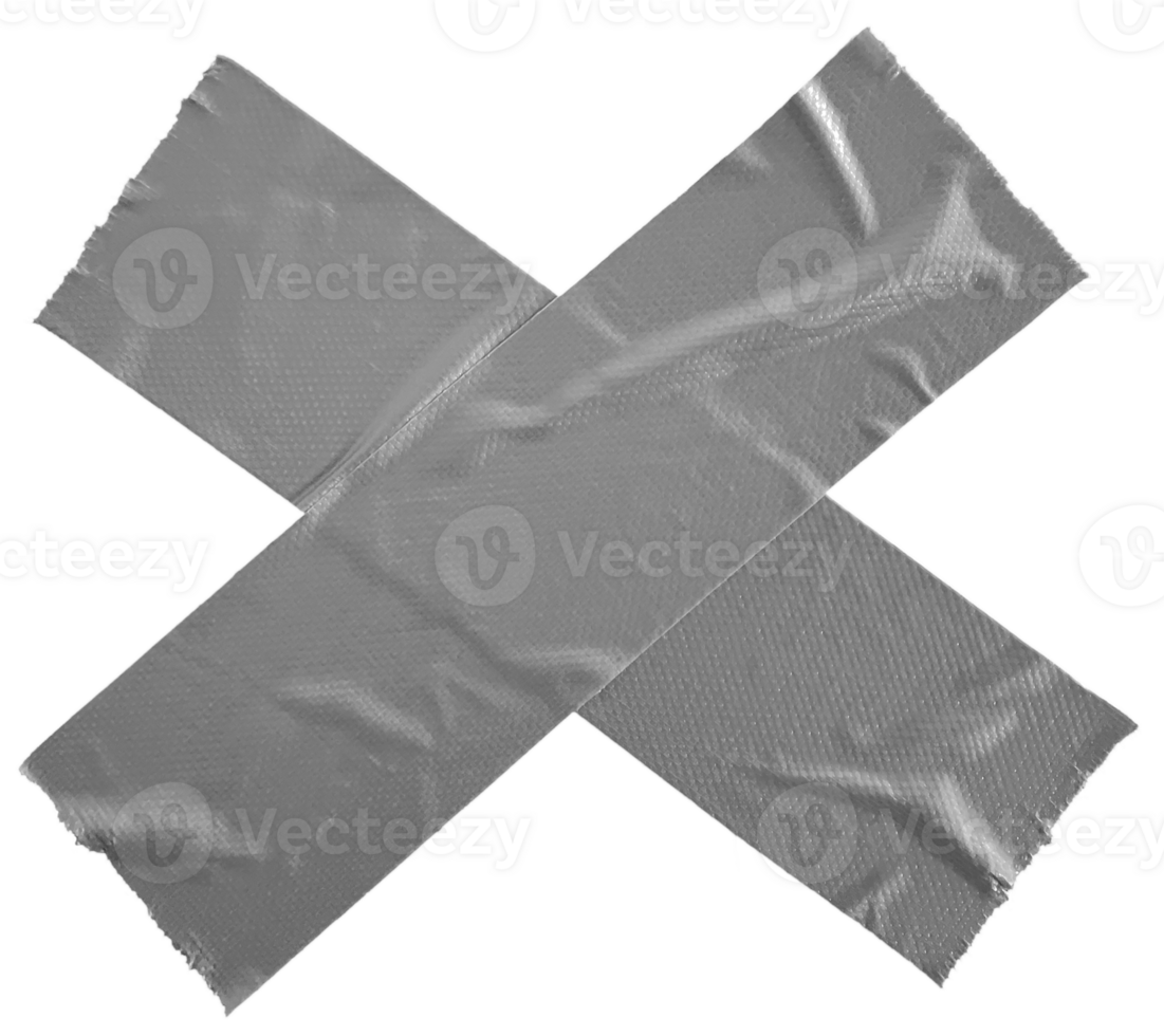 Wrinkled gray duct tape texture. mockup isolated background. png