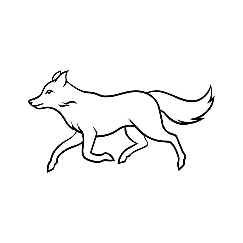Silhouette of a running wolf art design vector