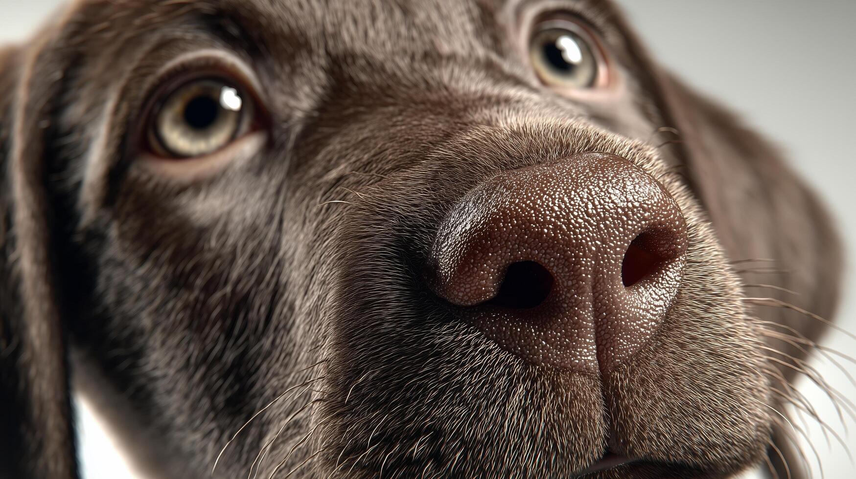 Close-up of a dog's face with expressive eyes and textured fur. photo