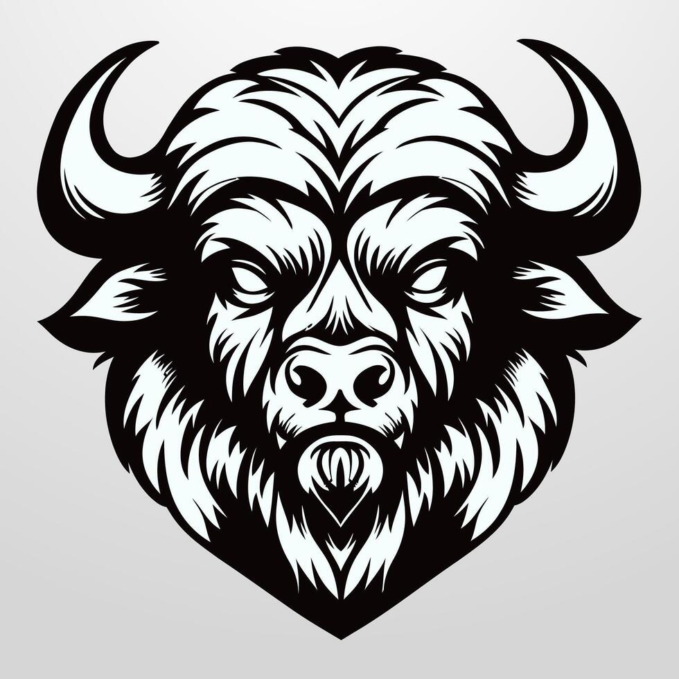 Illustration of head bison mascot vector