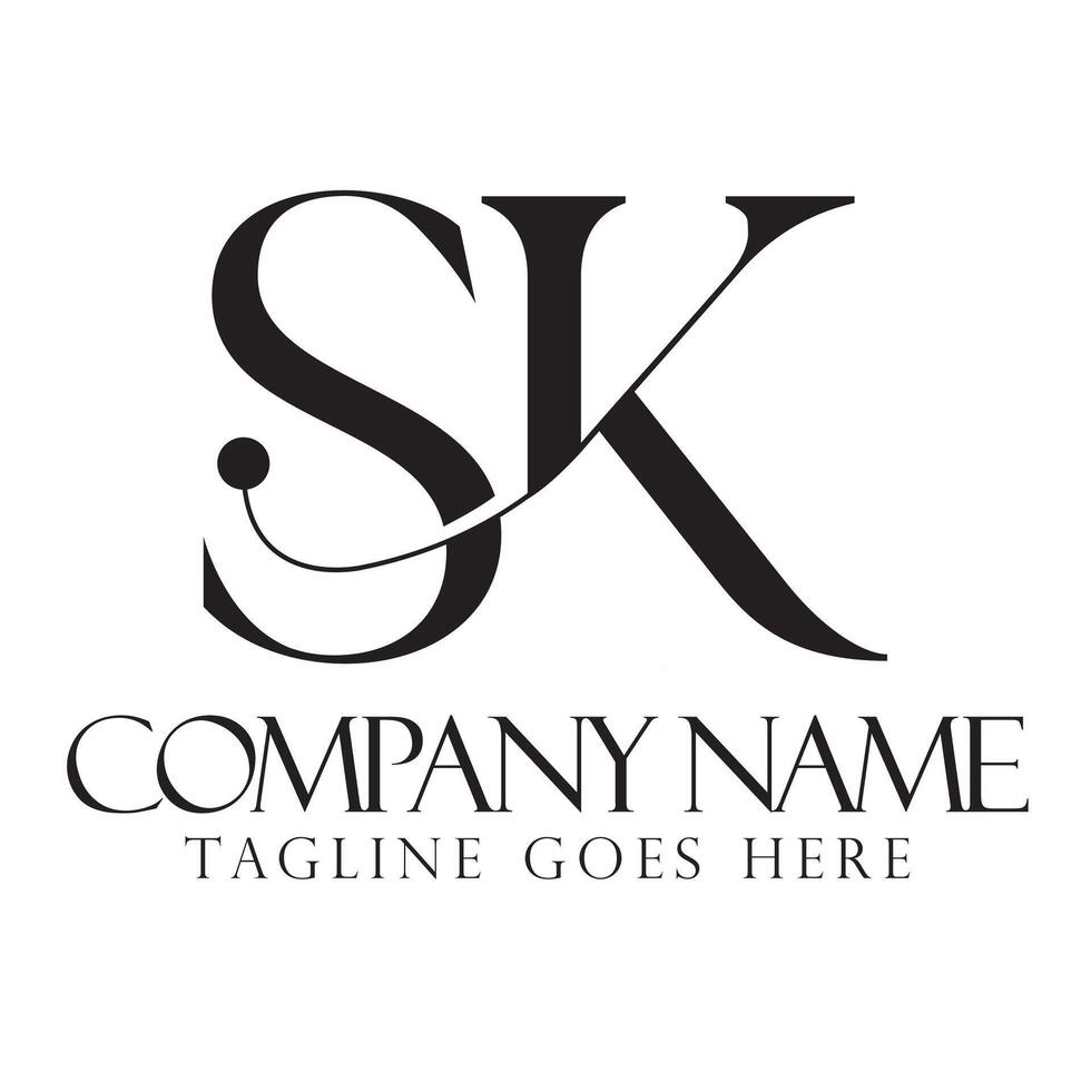 Creative letter SK or KS logo design for luxury, fashion, jewelry, boutique, and startup vector