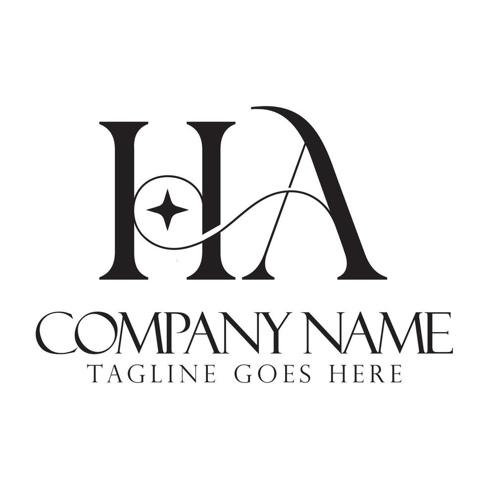 Creative letter HA or AH logo design for luxury, fashion, jewelry, boutique, and startup vector