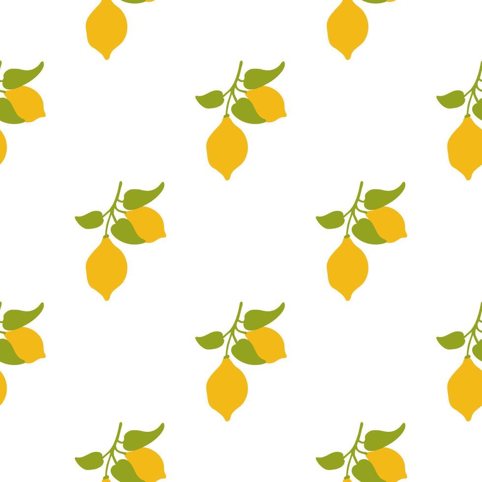 Summer seamless pattern with yellow lemons. illustration vector