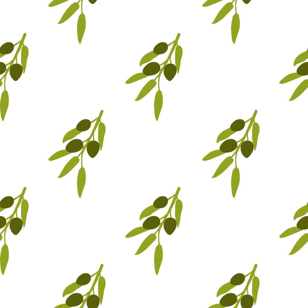 Seamless pattern olive olive branch. illustration vector
