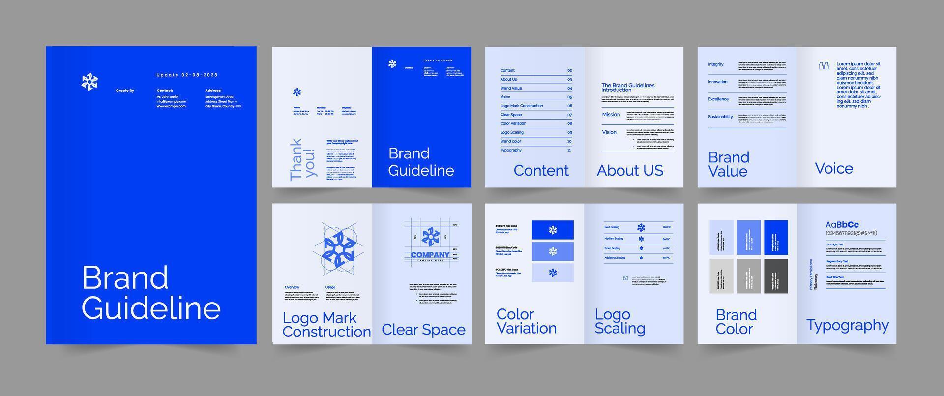 Brand Manual Template, Brand Guideline Book, Brand Brochure Design. vector
