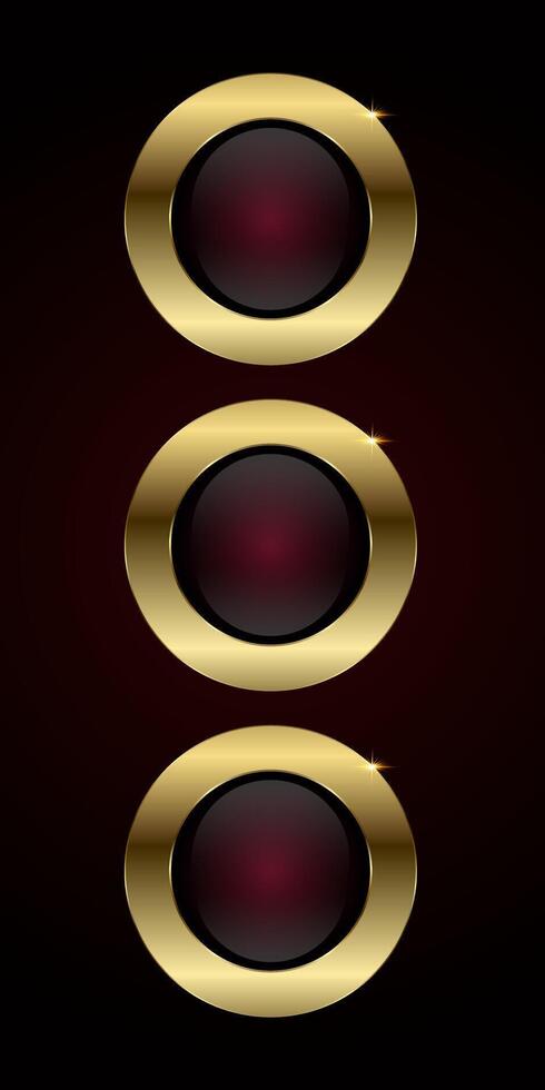 A Group of premium buttons element illustration design for web UI-UX . and Set of three Luxury gold circle buttons, banner, web bar, design vector