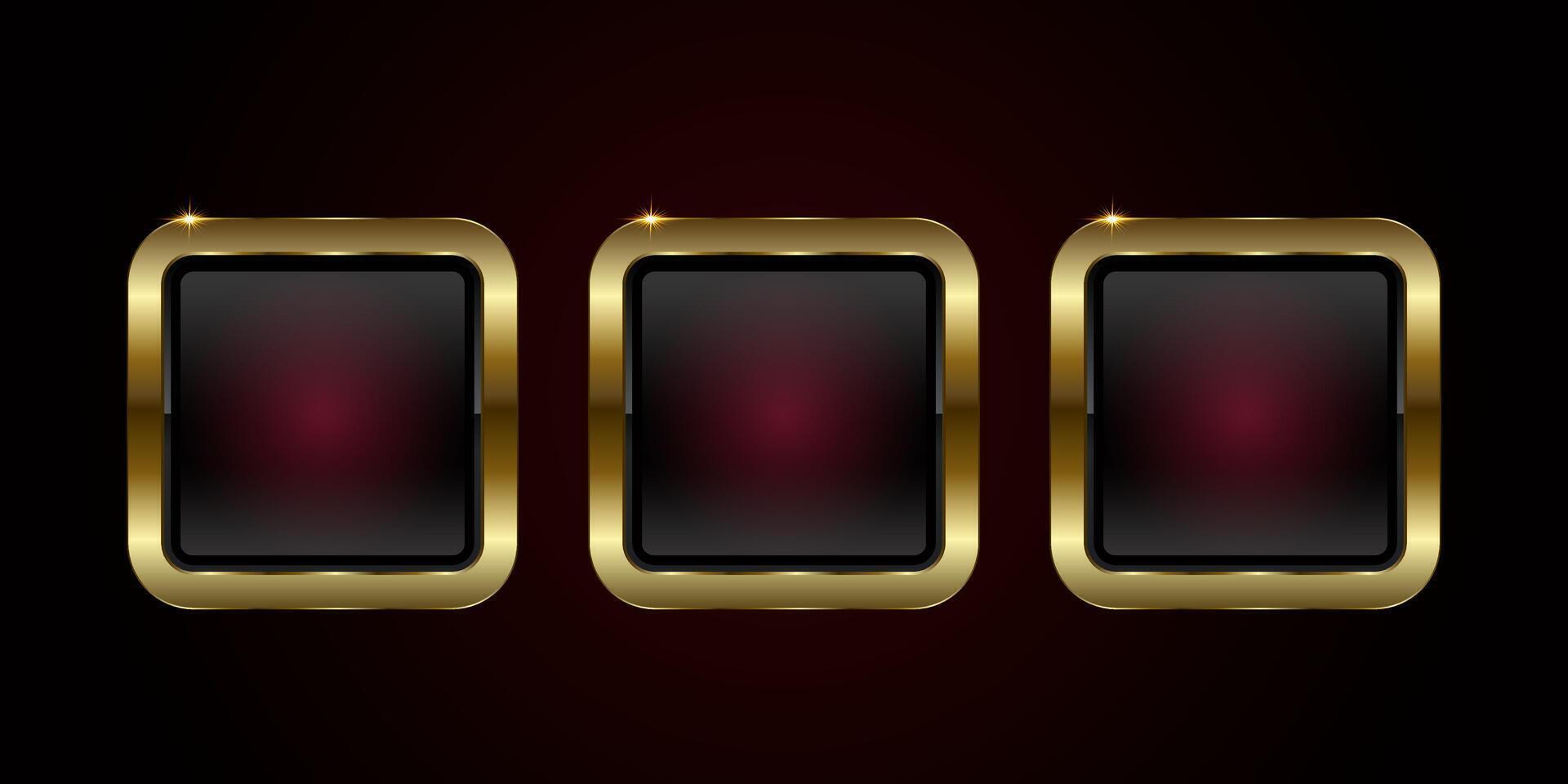Set of three 3Ds glossy red rectangle buttons , illustration. Three collection of rectangle shape buttons for luxury element of web UI design. three premium buttons vector
