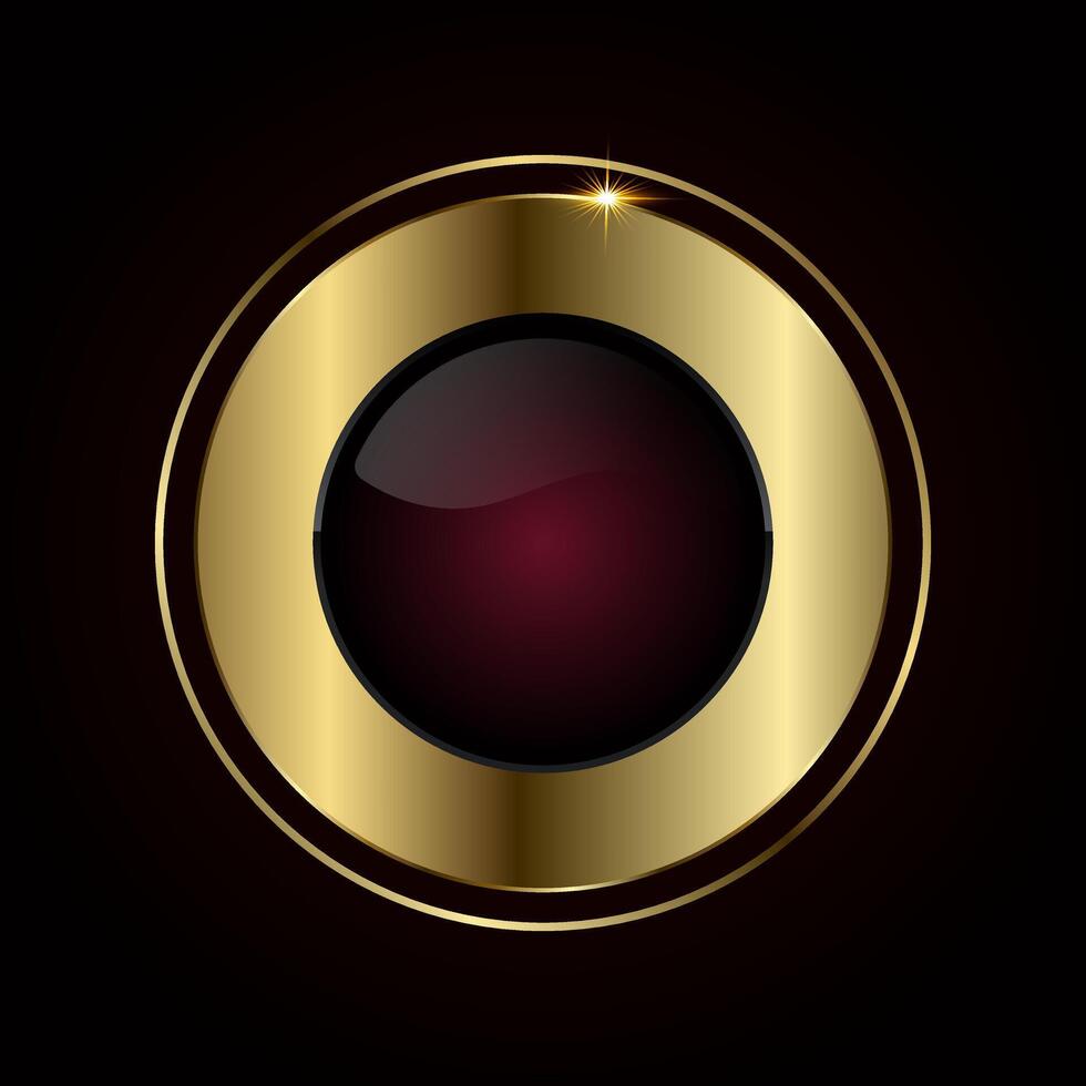 A polished combination of black, gold, and dark red tones, enhanced by a subtle starburst, evokes ultimate prestige , illustration button design vector