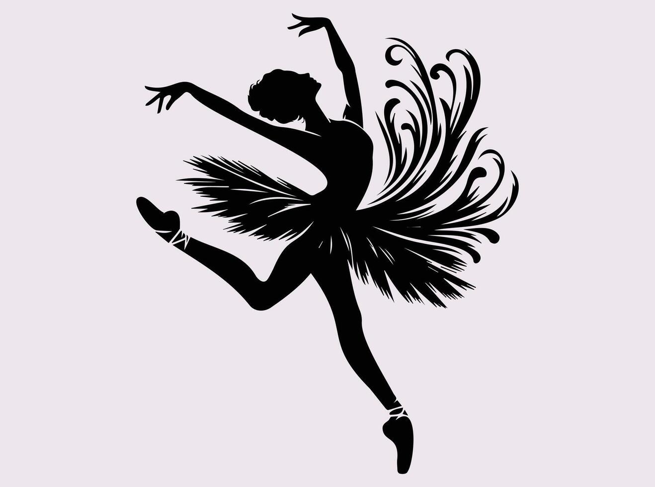 Expressive Ballet Dancer in Elegant Silhouette Performing Solo vector