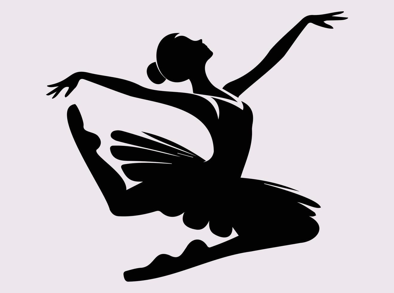 Elegant Black Silhouette of a Ballet Dancer Performing a Graceful Movement vector