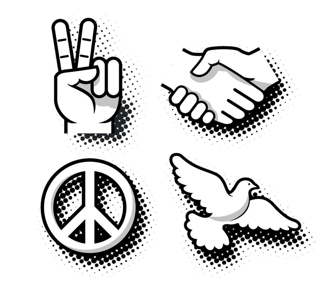 Peace graphic symbols set vector