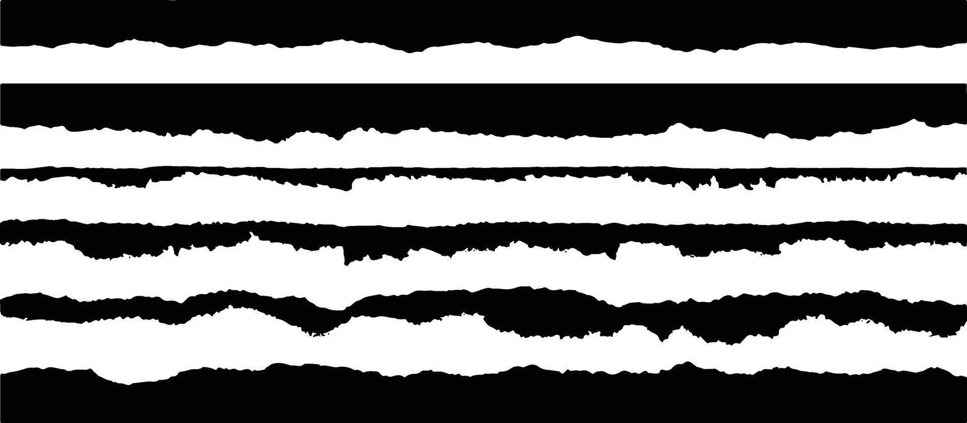 Torn Paper Edge Brush Stroke Clipart Grunge Ripped Border Set. vector