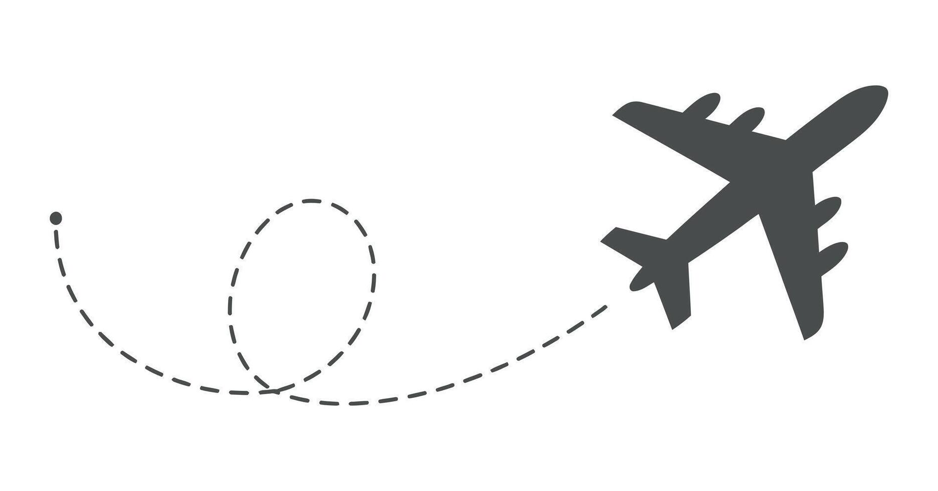 Airplane Flight Path Icon Simple Gray Silhouette Design for Travel and Transportation vector