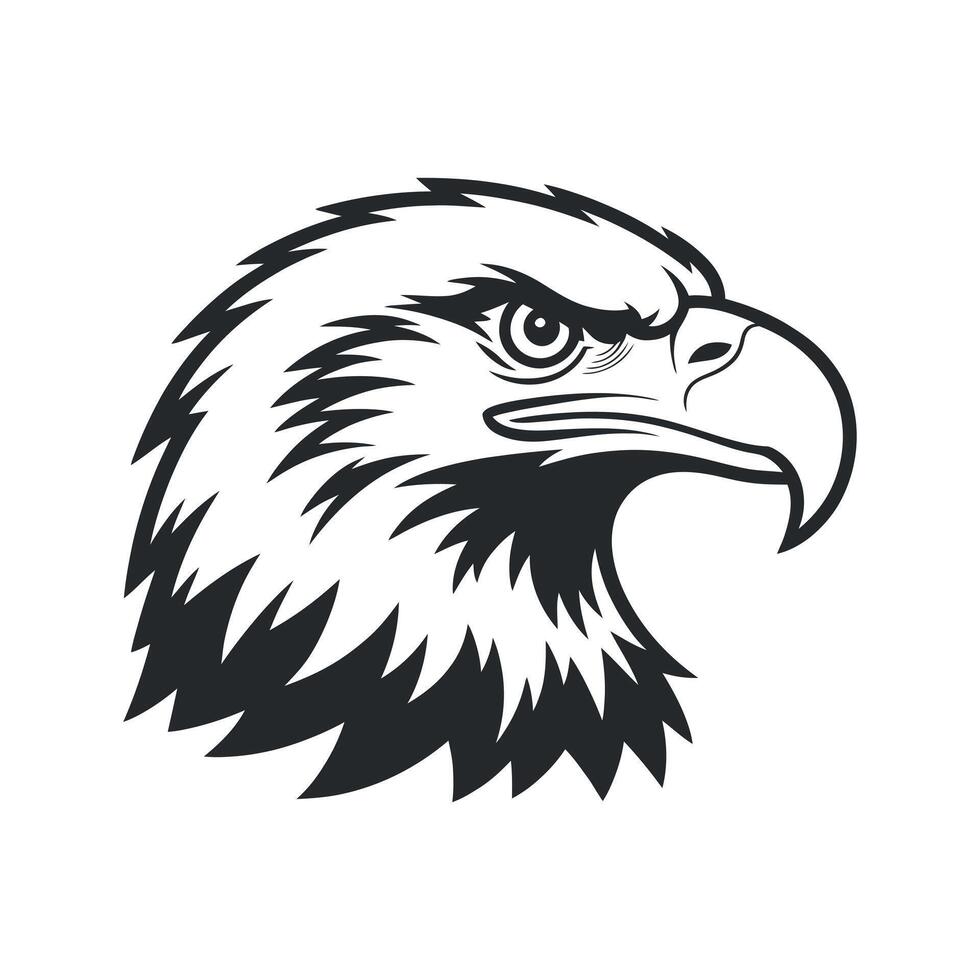 Majestic Bald Eagle Head Profile Illustration Black and White Graphic Design vector